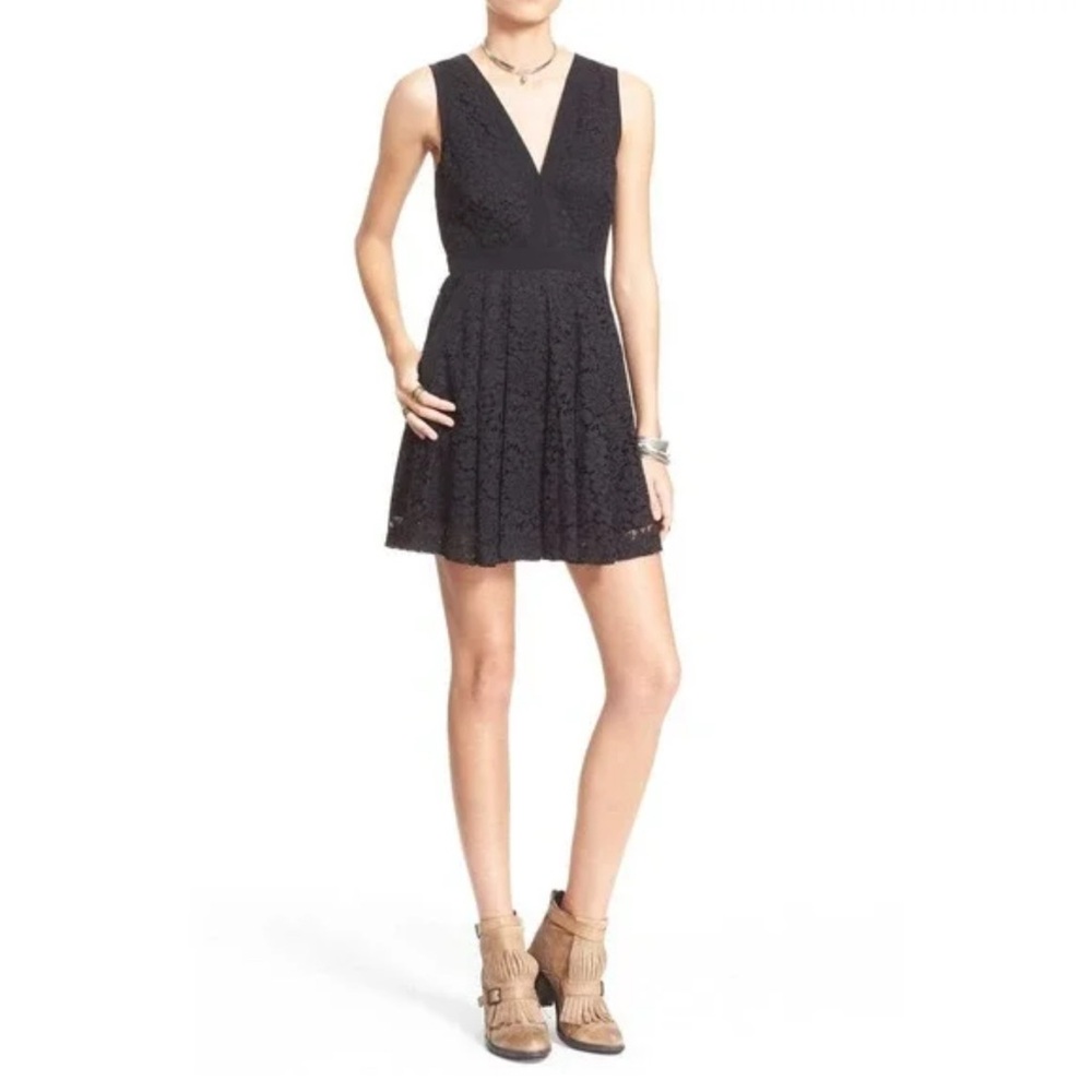 Free People Lovely In Lace Black Dress Small